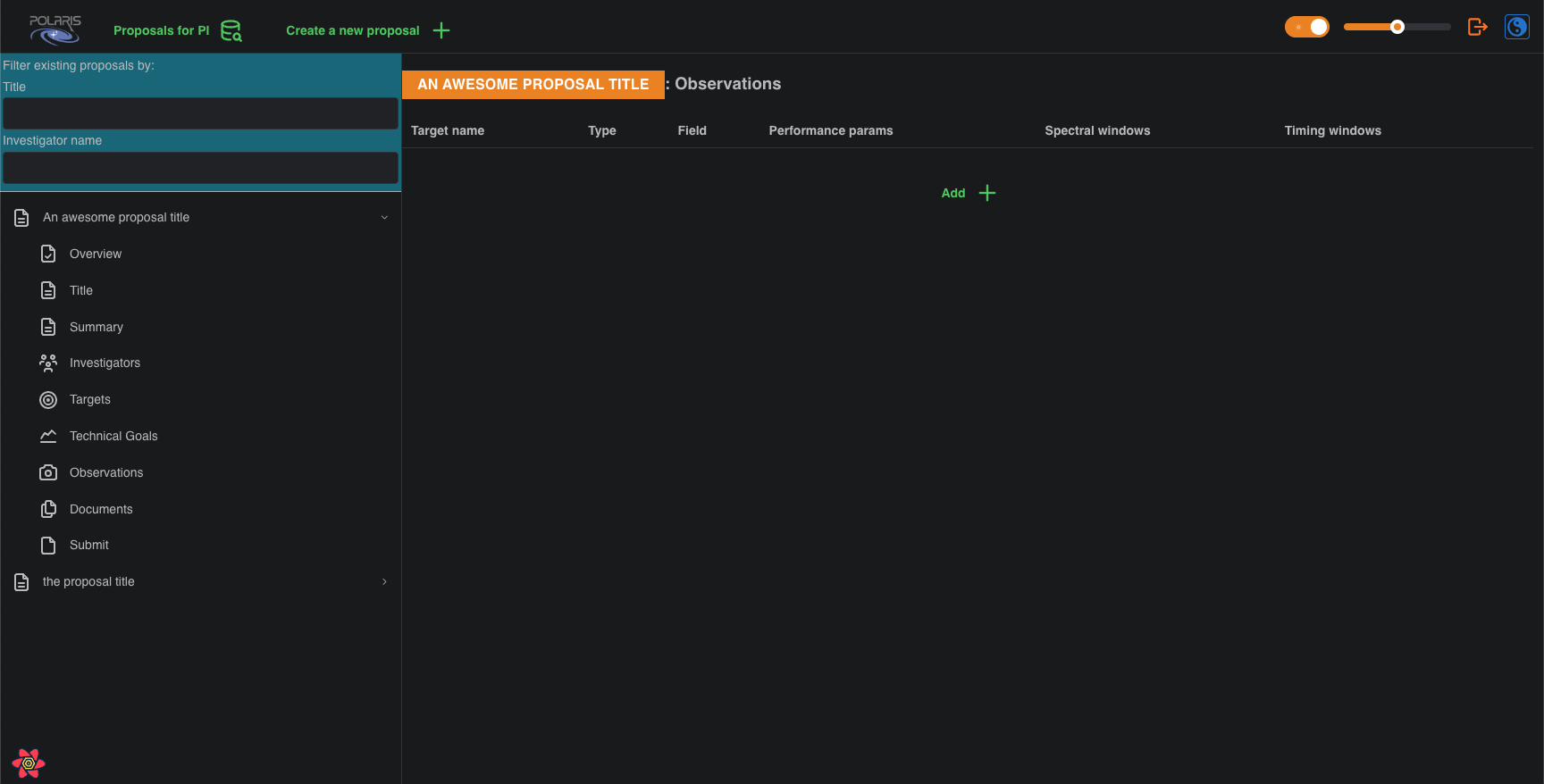 empty Observations summary page