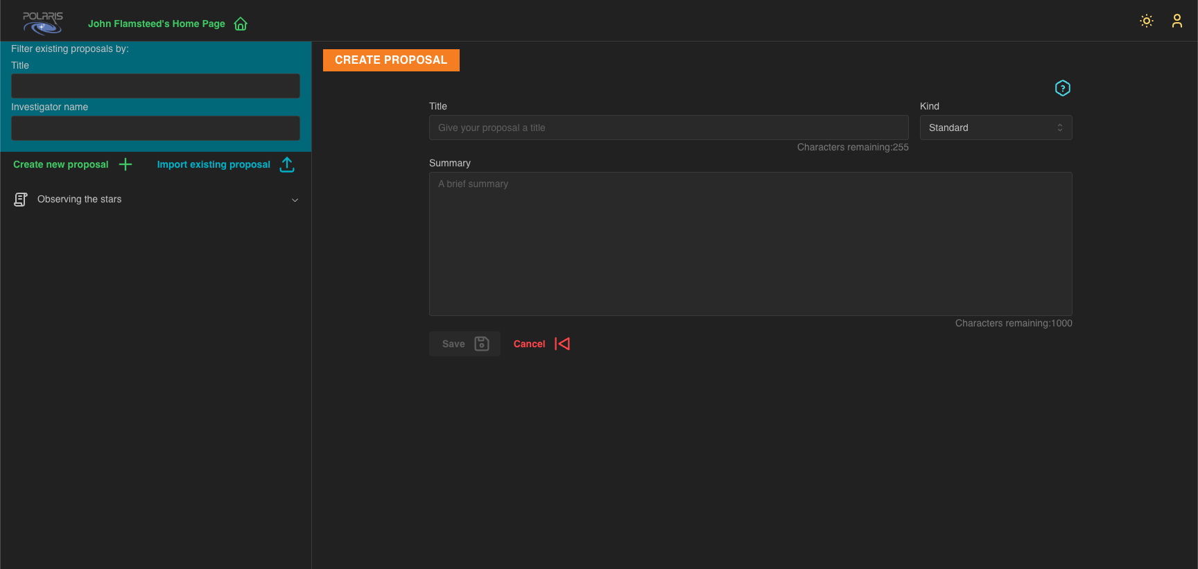 create proposal details