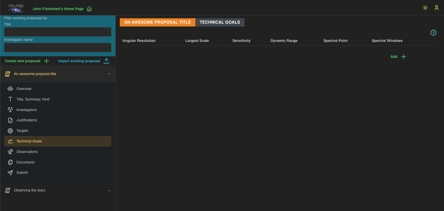 no technical goals summary page