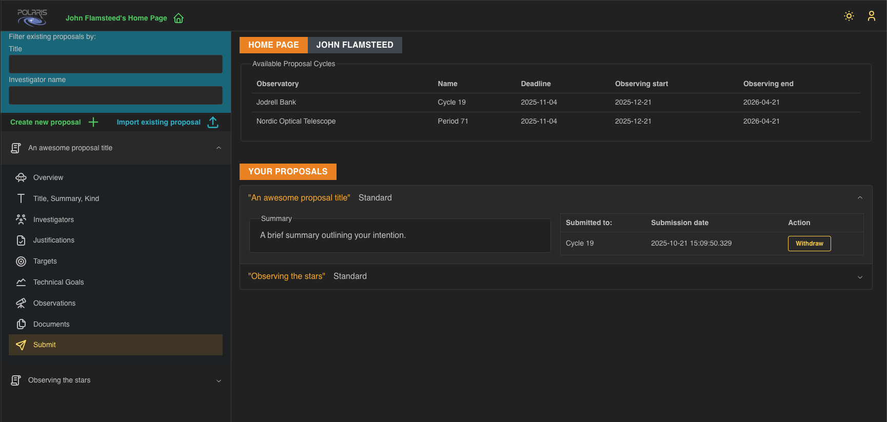 polaris homepage withdraw