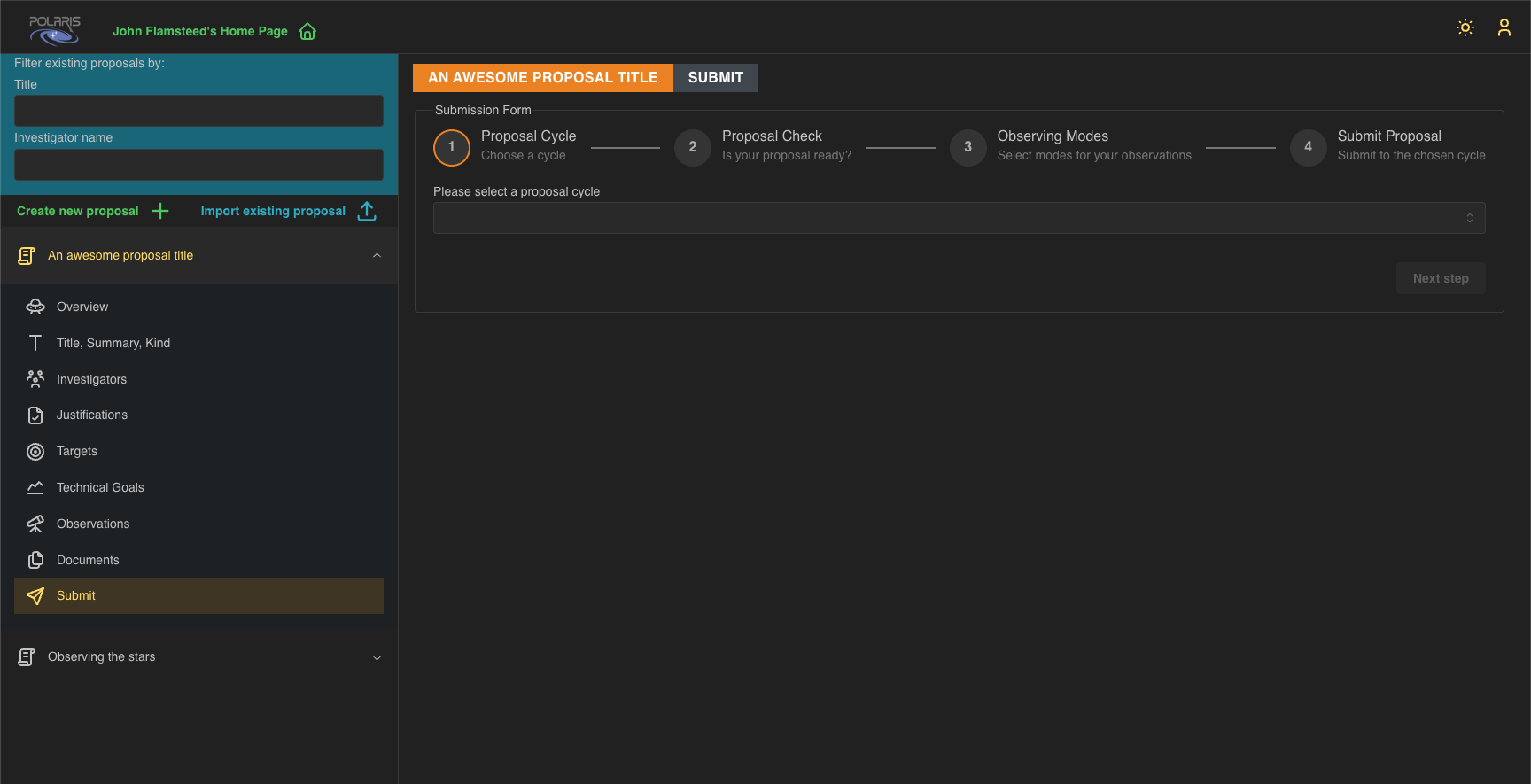 proposal submission step 1