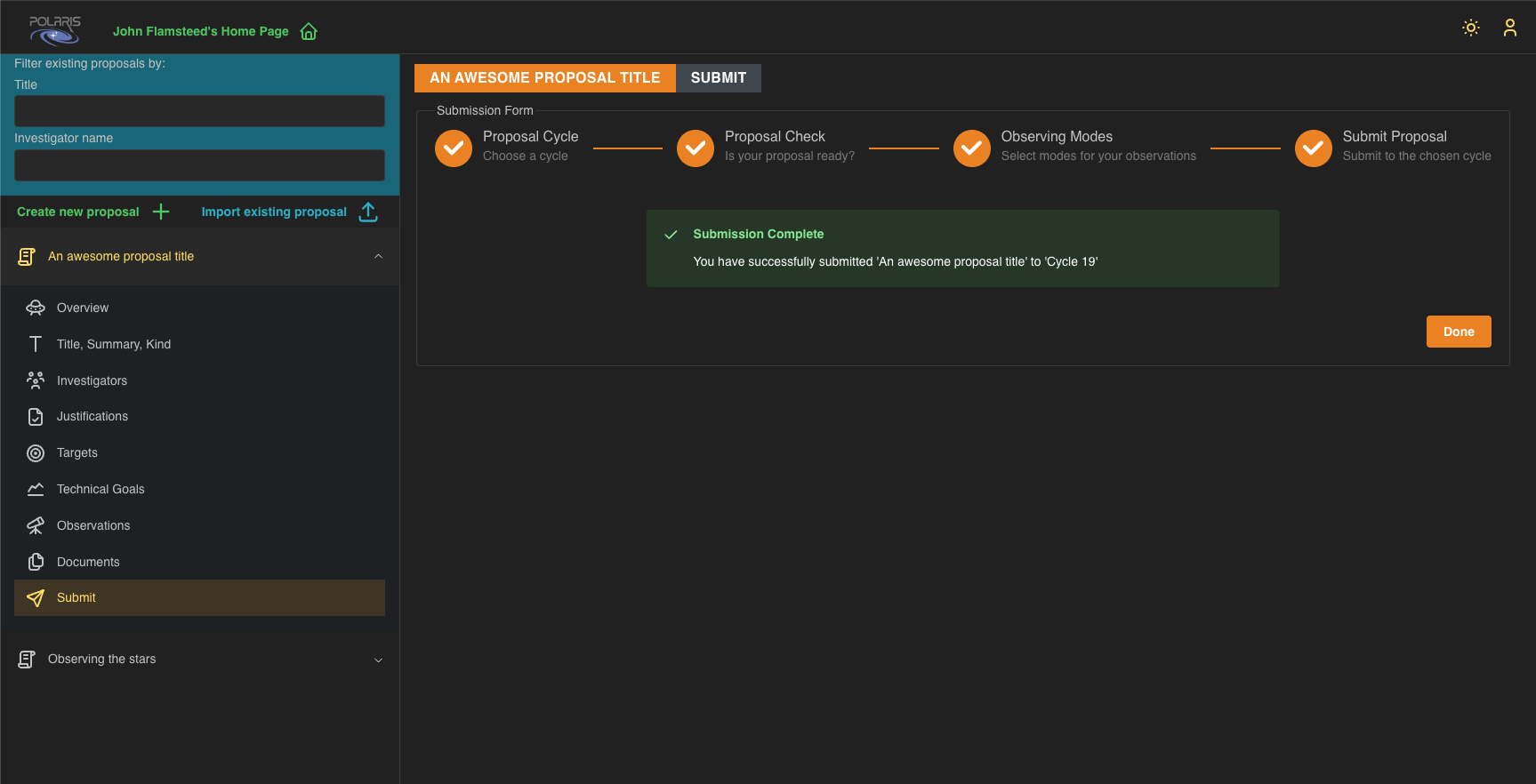 proposal submission complete